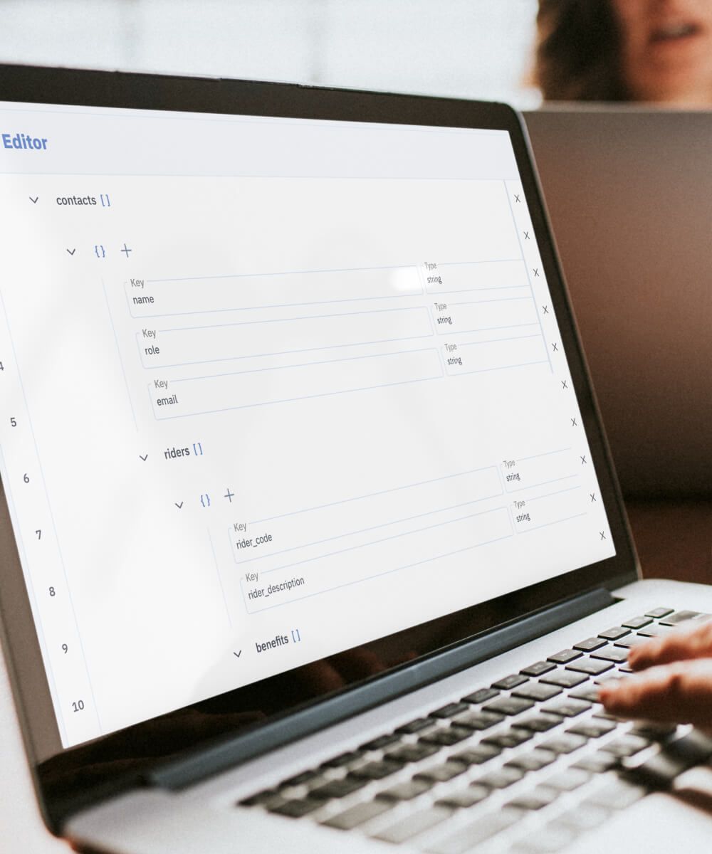 User working on a digital form editor with data fields on a laptop screen - Neutrinos