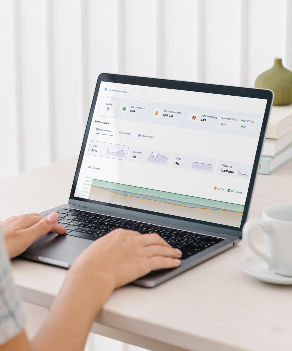 User analyzing performance metrics on a digital dashboard from a laptop screen – Neutrinos